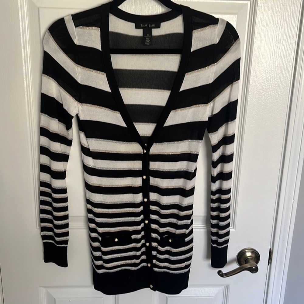 Black & white striped cardigan